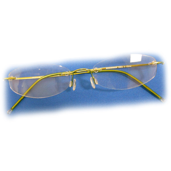 +2 Diopter Eschenbach Rimless Reading Glasses - Green Oval - Click Image to Close
